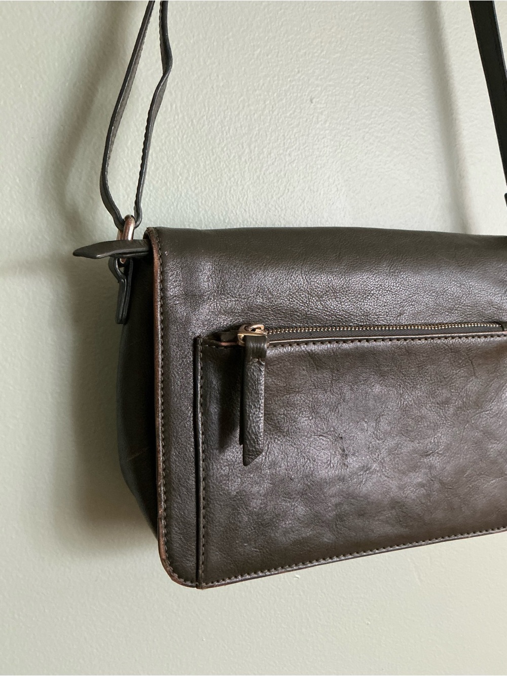Danier Leather Bag Green USA Y2K Quiet Luxury Dark Academia Minimalist VTG Boho - Picture 4 of 16